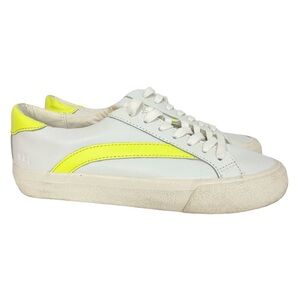 Madewell Sidewalk Low Top Leather Sneakers Womens Size 5.5 White Neon Skater